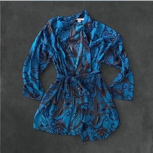 Victoria's Secret Blue and Brown Floral Robe